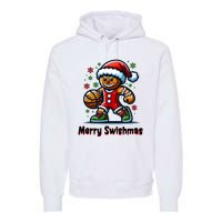 Christmas Basketball Merry Swishmas Funny Gingerbread Man Premium Hoodie