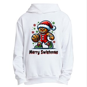 Christmas Basketball Merry Swishmas Funny Gingerbread Man Urban Pullover Hoodie