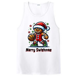 Christmas Basketball Merry Swishmas Funny Gingerbread Man PosiCharge Competitor Tank