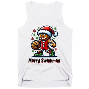 Christmas Basketball Merry Swishmas Funny Gingerbread Man Tank Top