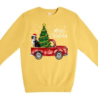 Cute Bernese Mountain Dog Truck Merry Christmas Dog Lover Gift Premium Crewneck Sweatshirt