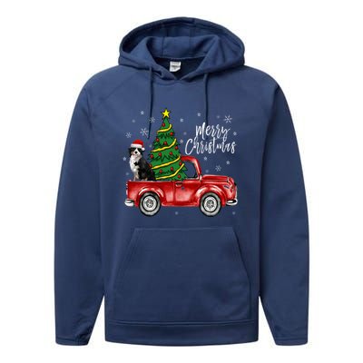 Cute Bernese Mountain Dog Truck Merry Christmas Dog Lover Gift Performance Fleece Hoodie