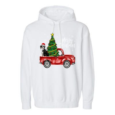 Cute Bernese Mountain Dog Truck Merry Christmas Dog Lover Gift Garment-Dyed Fleece Hoodie