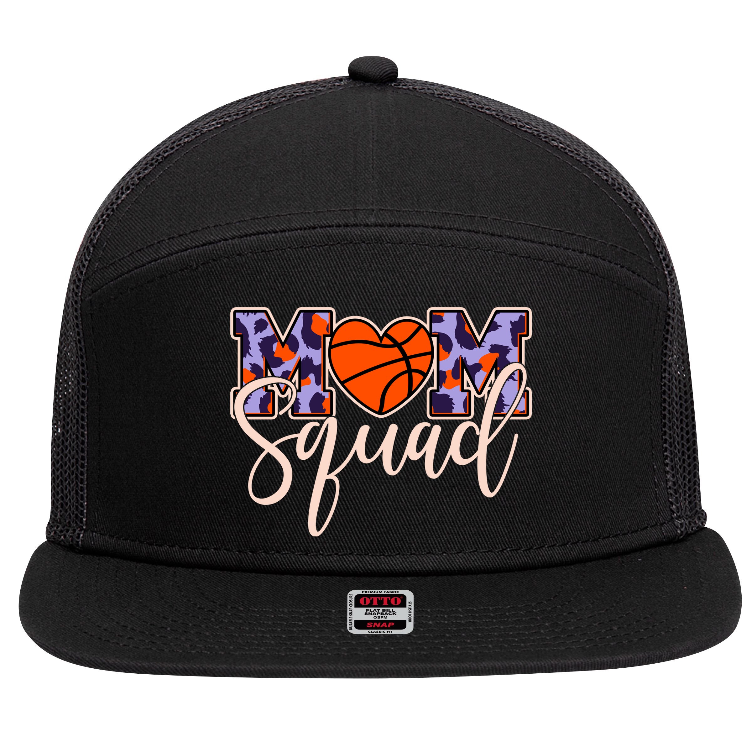 Cute Basketball Mom Squad 7 Panel Mesh Trucker Snapback Hat