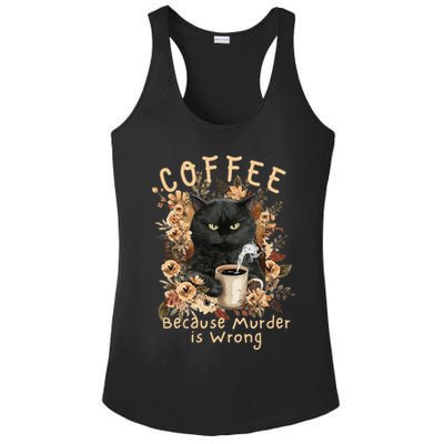 Coffee Because Murder is Wrong Sarcastic Angry Black Cat Ladies PosiCharge Competitor Racerback Tank