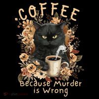 Coffee Because Murder is Wrong Sarcastic Angry Black Cat Pom Pom 12in Knit Beanie