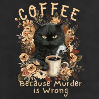 Coffee Because Murder is Wrong Sarcastic Angry Black Cat Microfiber Hand Towel