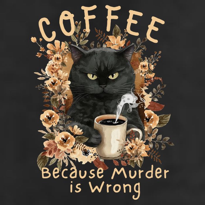 Coffee Because Murder is Wrong Sarcastic Angry Black Cat Microfiber Hand Towel