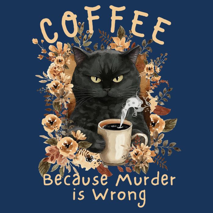 Coffee Because Murder is Wrong Sarcastic Angry Black Cat Infant Baby Jersey Bodysuit