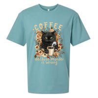 Coffee Because Murder is Wrong Sarcastic Angry Black Cat Sueded Cloud Jersey T-Shirt