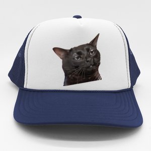 Cat Black Meme Dissociated Funny Internet Gift Trucker Hat