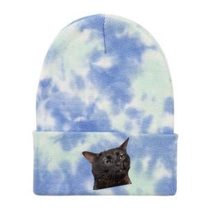 Cat Black Meme Dissociated Funny Internet Gift Tie Dye 12in Knit Beanie