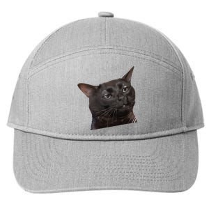 Cat Black Meme Dissociated Funny Internet Gift 7-Panel Snapback Hat