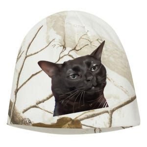 Cat Black Meme Dissociated Funny Internet Gift Kati - Camo Knit Beanie