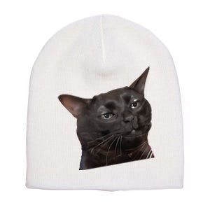 Cat Black Meme Dissociated Funny Internet Gift Short Acrylic Beanie