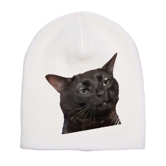 Cat Black Meme Dissociated Funny Internet Gift Short Acrylic Beanie