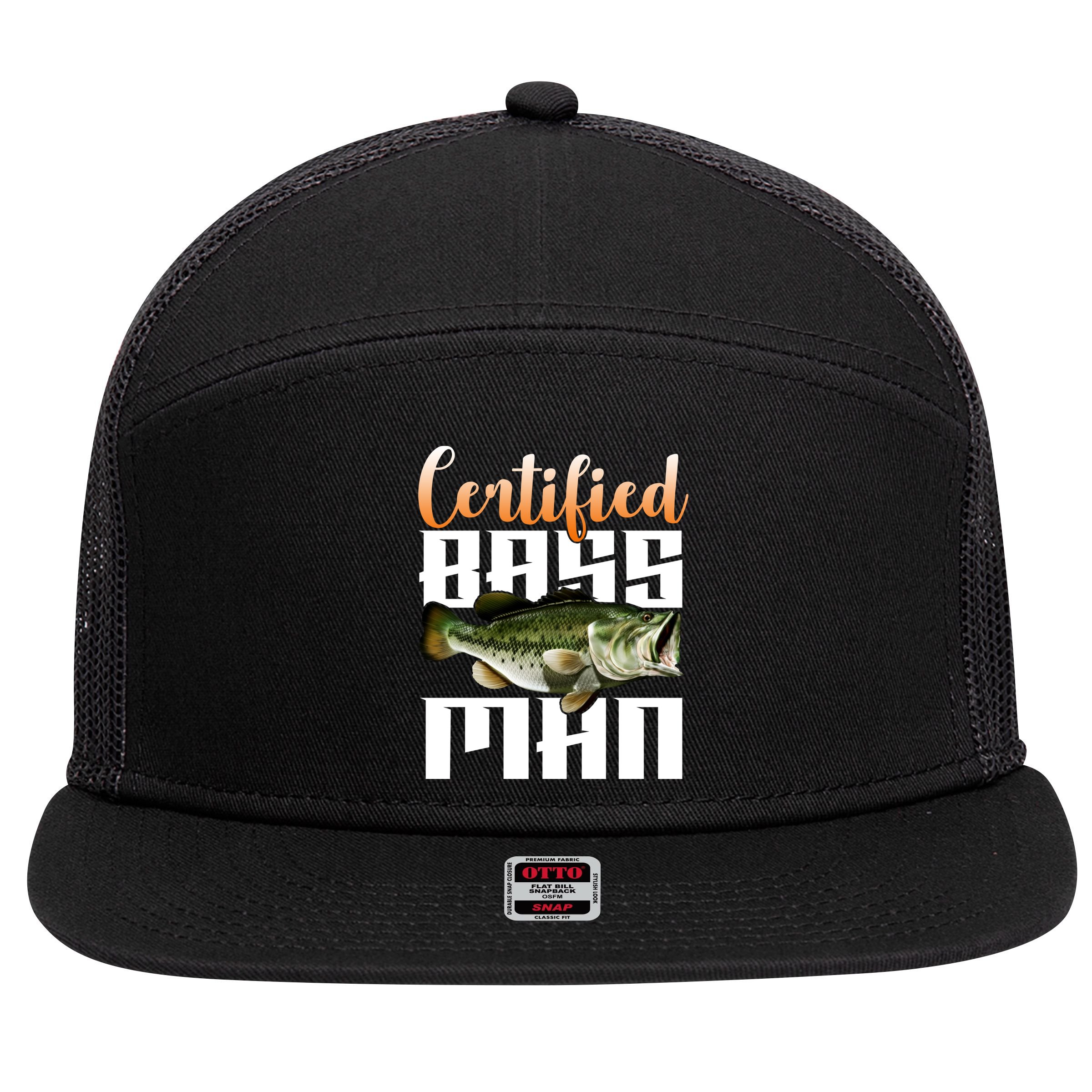 Certified Bass Man Fisherman 7 Panel Mesh Trucker Snapback Hat