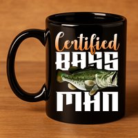 Certified Bass Man Fisherman 11oz C Handle Ceramic Mug