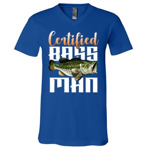 Certified Bass Man Fisherman V-Neck T-Shirt