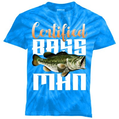 Certified Bass Man Fisherman Kids Tie-Dye T-Shirt