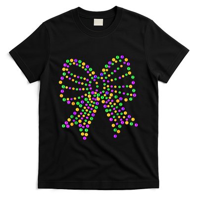 Coquette Bow Mardi Gras Beads T-Shirt