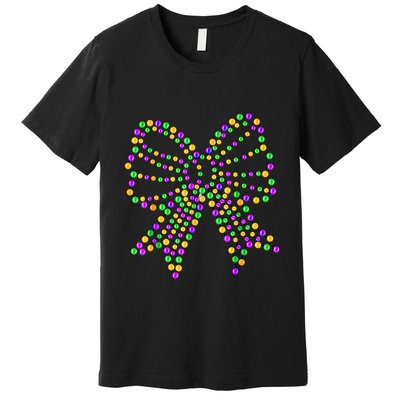 Coquette Bow Mardi Gras Beads Premium T-Shirt