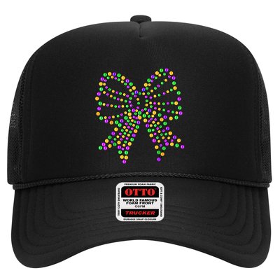Coquette Bow Mardi Gras Beads Trucker Hat