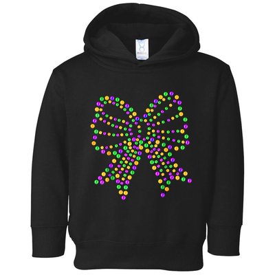 Coquette Bow Mardi Gras Beads Toddler Hoodie