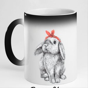 Cute Bunny Mama Lop Eared Rabbit Wearing Bandana Gift 11oz Black Color Changing Mug