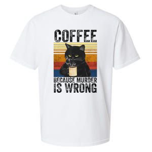 Coffee Because Murder Is Wrong Black Cat Drinking Coffee Mug Sueded Cloud Jersey T-Shirt