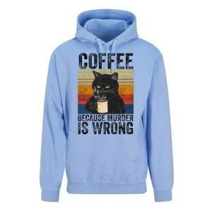 Coffee Because Murder Is Wrong Black Cat Drinking Coffee Mug Unisex Surf Hoodie