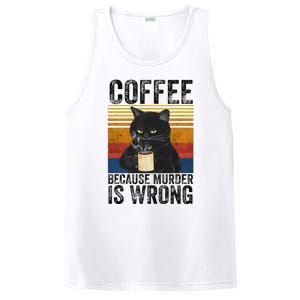 Coffee Because Murder Is Wrong Black Cat Drinking Coffee Mug PosiCharge Competitor Tank