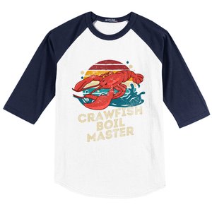 Crawfish Boil Master Funny Crawfish Season Retro Crawfish Gift Baseball Sleeve Shirt