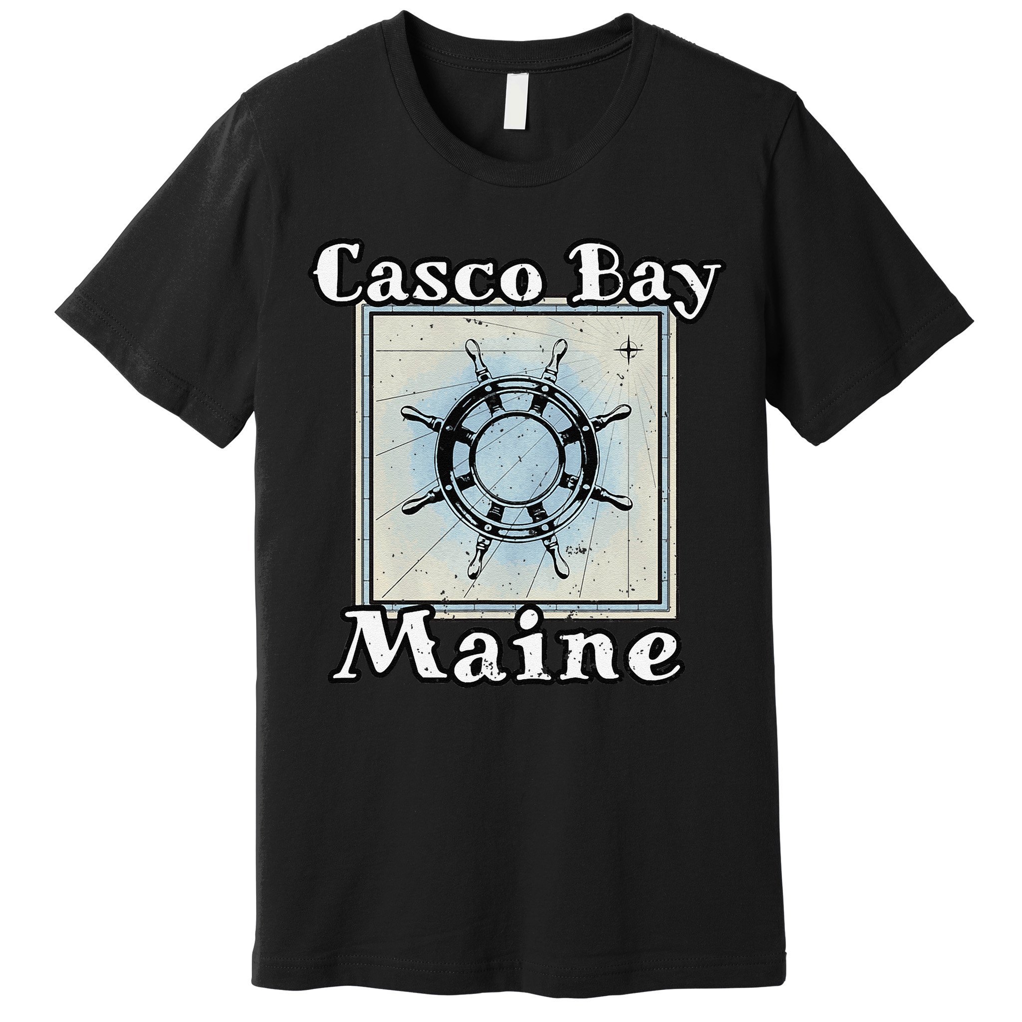 Casco Bay Maine Maritime Nautical History Ship Wheel Sailing Premium T-Shirt
