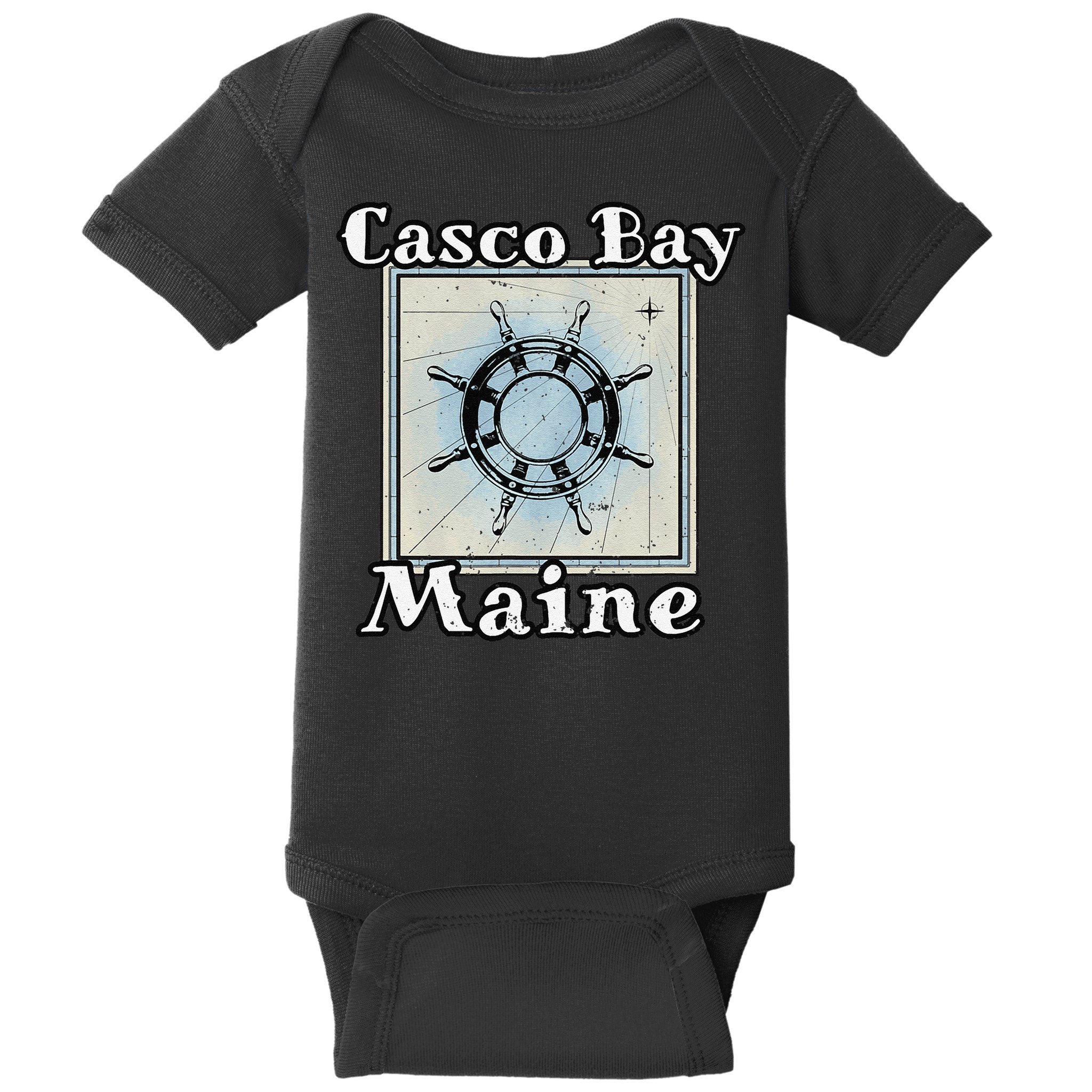 Casco Bay Maine Maritime Nautical History Ship Wheel Sailing Baby Bodysuit