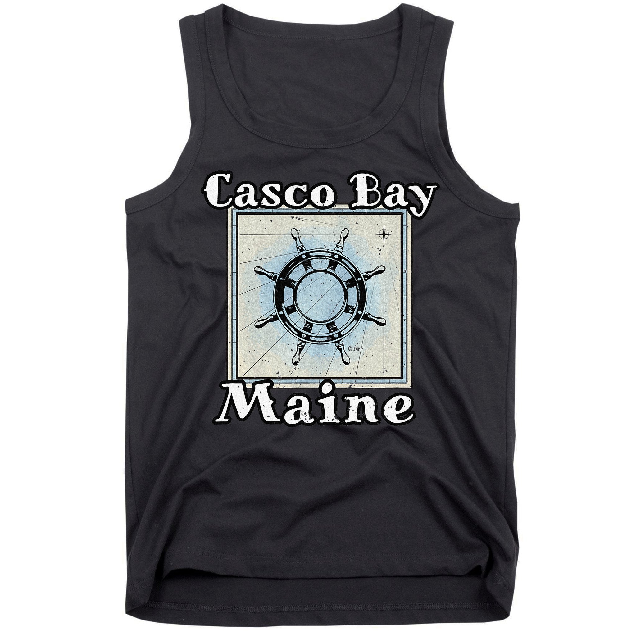 Casco Bay Maine Maritime Nautical History Ship Wheel Sailing Tank Top