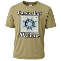 Casco Bay Maine Maritime Nautical History Ship Wheel Sailing Cooling Performance Crew T-Shirt