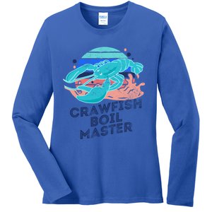 Crawfish Boil Master Funny Crawfish Season Retro Crawfish Funny Gift Ladies Long Sleeve Shirt