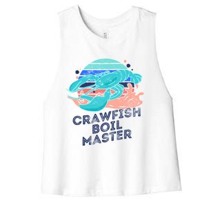 Crawfish Boil Master Funny Crawfish Season Retro Crawfish Funny Gift Women's Racerback Cropped Tank