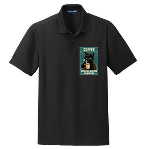 Coffee Because Murder Is Wrong Funny Black Cat Coffee Lover Dry Zone Grid Polo