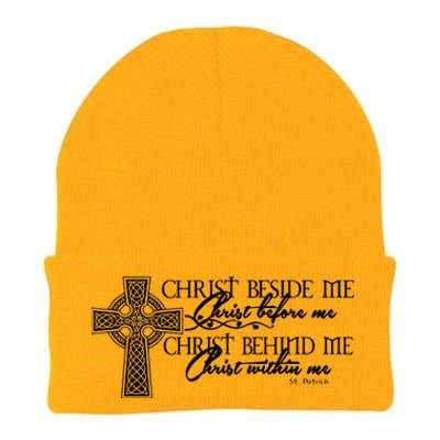 Christ Beside Me Christ Before Me Christ Behind Me Knit Cap Winter Beanie