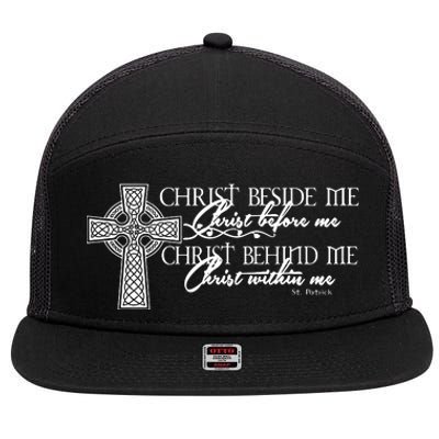 Christ Beside Me Christ Before Me Christ Behind Me 7 Panel Mesh Trucker Snapback Hat