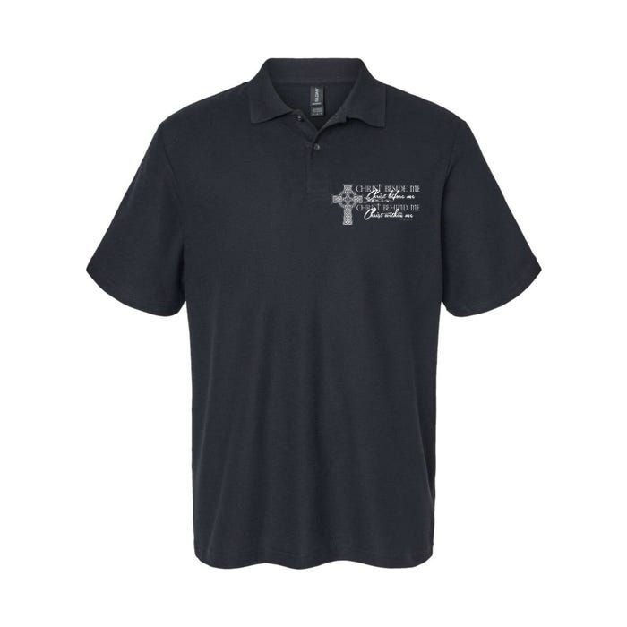 Christ Beside Me Christ Before Me Christ Behind Me Softstyle Adult Sport Polo