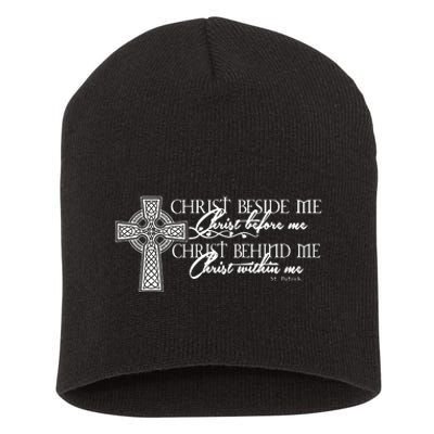 Christ Beside Me Christ Before Me Christ Behind Me Short Acrylic Beanie