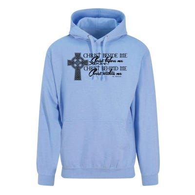 Christ Beside Me Christ Before Me Christ Behind Me Unisex Surf Hoodie