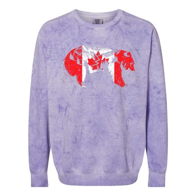 Canadian Bear & Maple Leaf Canada Flag Patriotic Colorblast Crewneck Sweatshirt