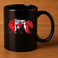 Canadian Bear & Maple Leaf Canada Flag Patriotic 11oz C Handle Ceramic Mug