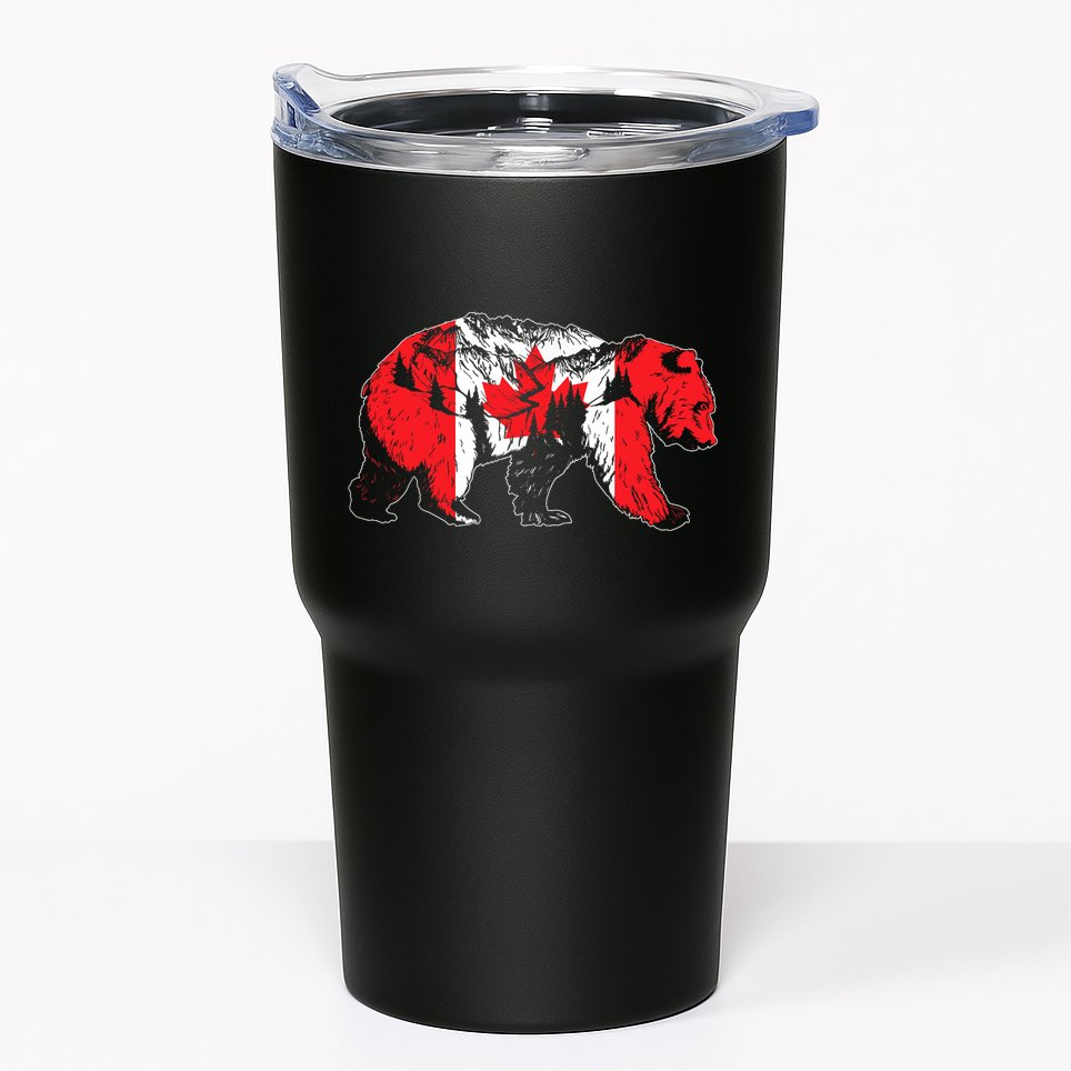 Canadian Bear & Maple Leaf Canada Flag Patriotic Tumbler