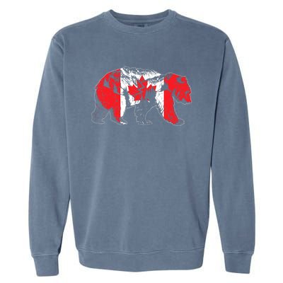 Canadian Bear & Maple Leaf Canada Flag Patriotic Garment-Dyed Sweatshirt