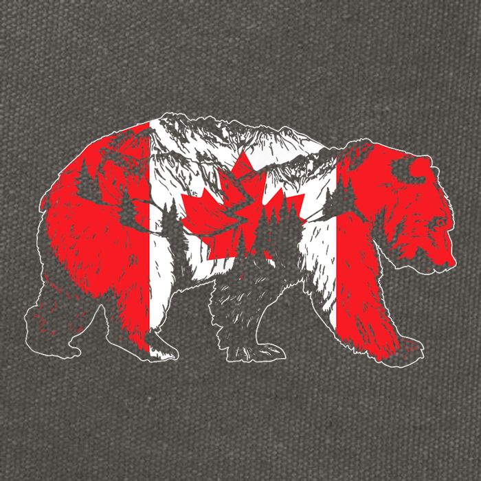 Canadian Bear & Maple Leaf Canada Flag Patriotic Cotton Canvas Backpack
